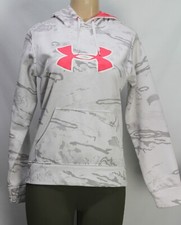 Under Armour Women's Hooded Sweatshirt Gray Pink Logo Semi Fitted Size S