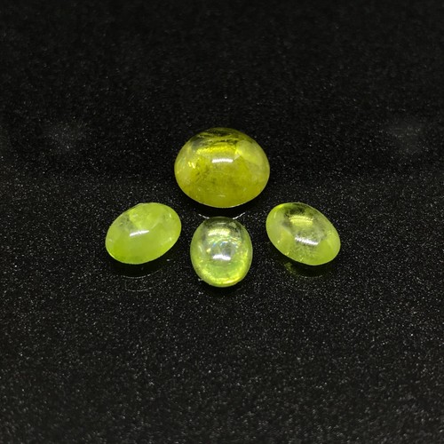 SPHENE 4pcs Set 7.82ct Yellowish Green Oval Cabochon Natural Untreated Africa - Picture 8 of 12