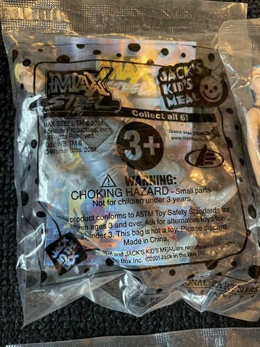 2001 Max Steel Jack in the Box Kids Meal Toy Rare Complete Set of 6 New Sealed - Picture 2 of 9