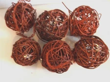 Lot 6 Pcs Rattan Sphere Balls Wicker Balls Decoration Ornaments Jar Bowl Filler