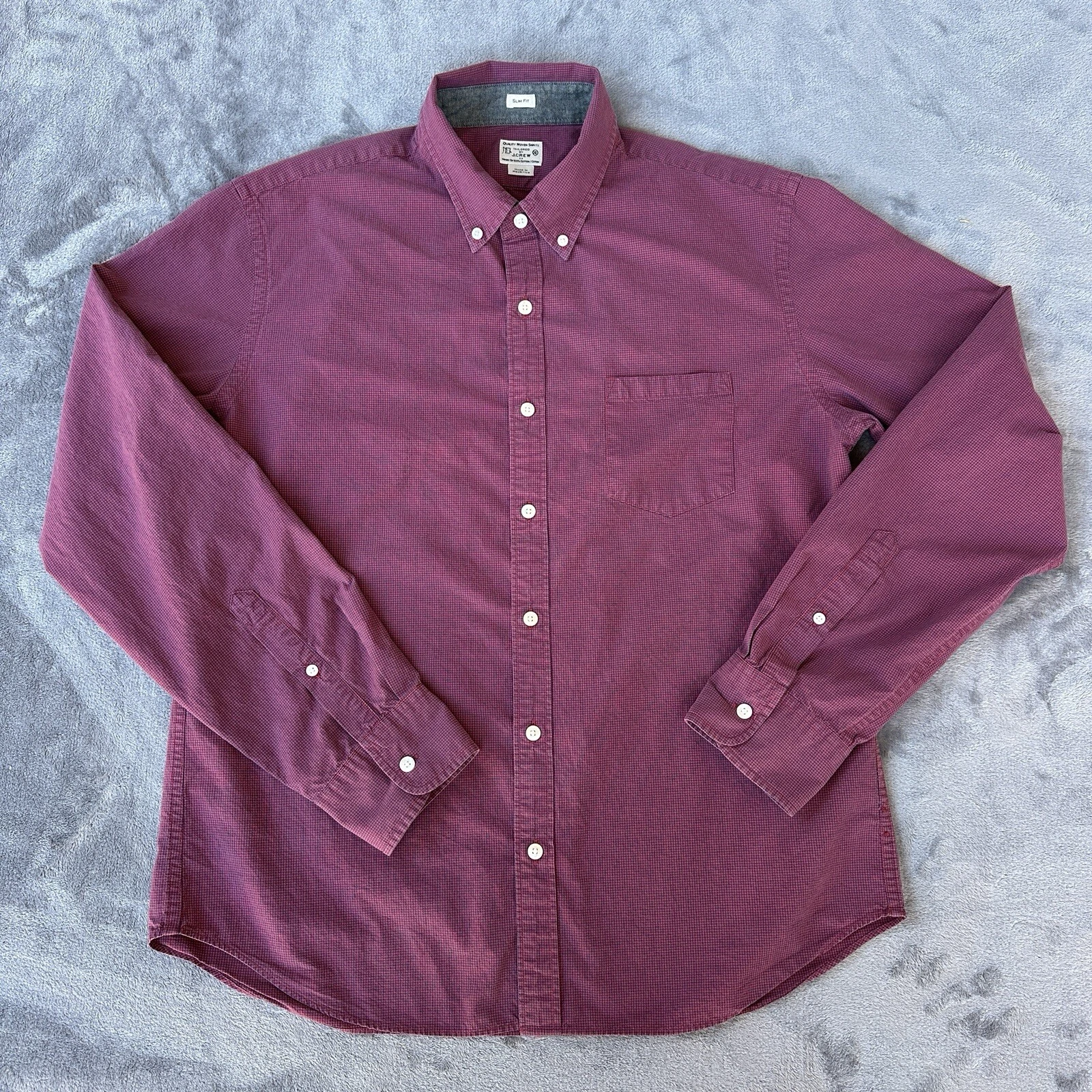 J. Crew Shirt Adult Extra Large Purple Slim Fit Check Cotton Long Sleeve Mens