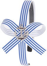 Nautical LUCY Sailor Stripe ANCHOR Bow Headband / Hairband Rockabilly