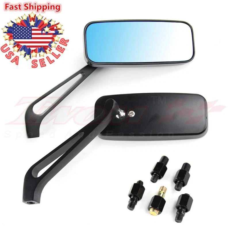 For Yamaha V Star 1300 1100 950 650 2Pcs Black Rectangle Rear View Side Mirrors - Image 4 of 4