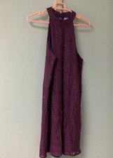 Alya Women’s Size Medium Lace Overlay Dress Halter Neckline Blue Red Flared