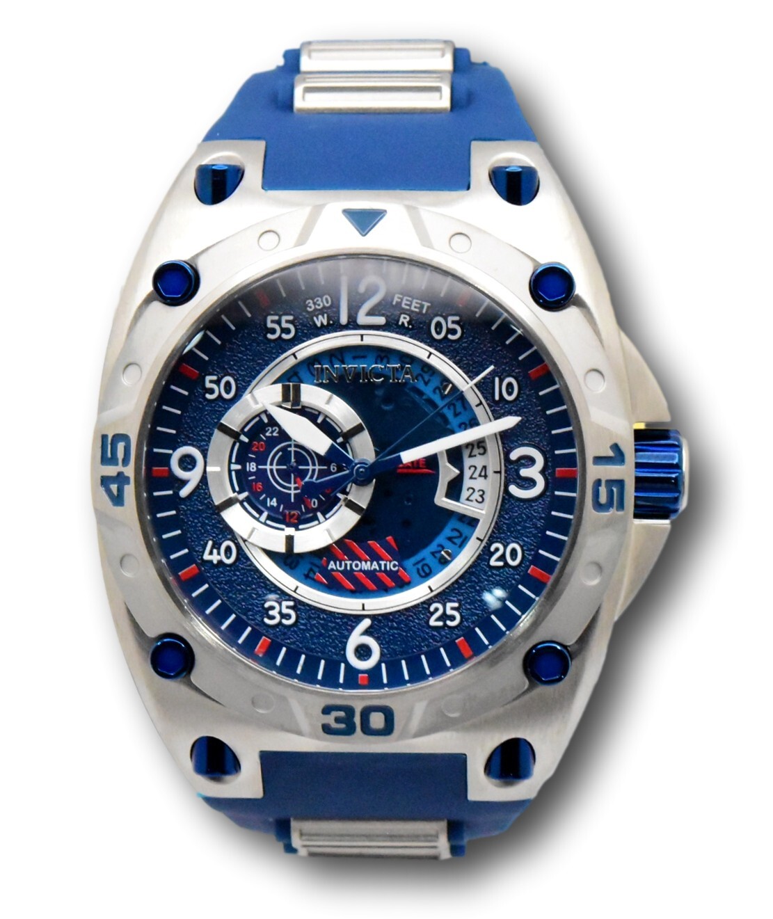 Invicta Aviator Pilot Automatic Men's 50mm Blue Silicone Strap Watch 40281