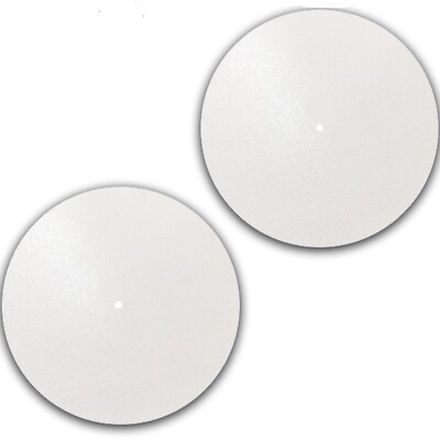 Set of 2 Plain White Setup Glazed Slipmat Turntable 12'' Scratch Pad Slip Mat x2