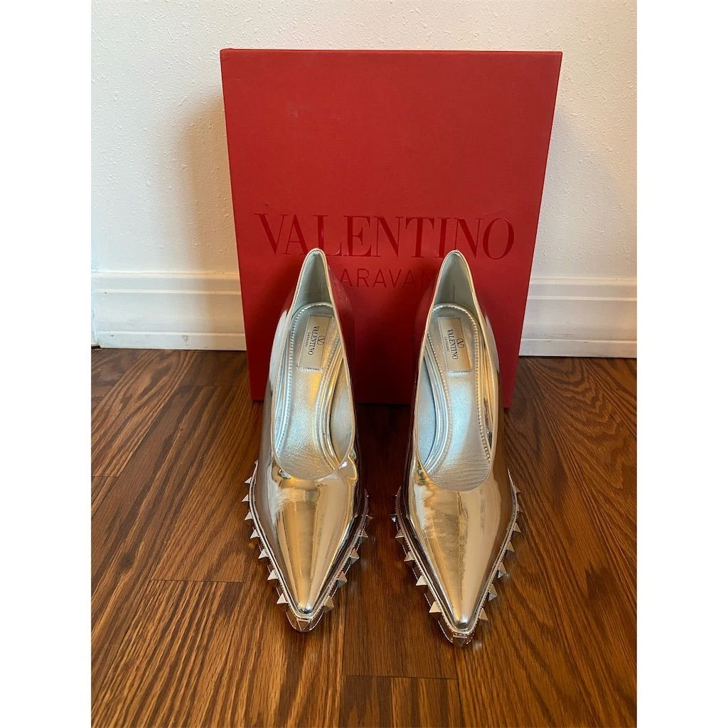 Valentino decolte donna argento Rockstud stiletto taglia 39 9 tacco formale