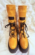 Botas de combate RtA de cuero amarillo mostaza