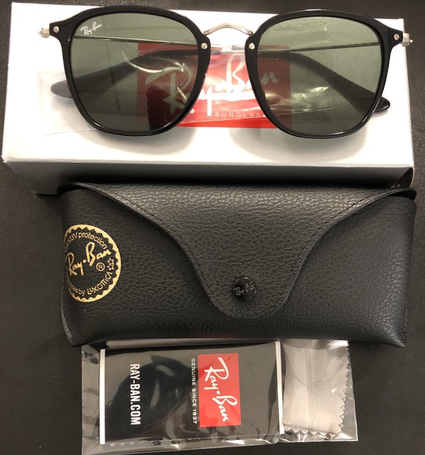 Ray-Ban Black Plastic Square Sunglasses Green Lens Rb2448n 901 for sale  online | eBay