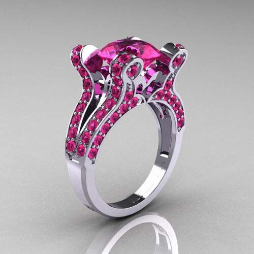 3,05ct Rosa Rundschliff Lab Created Diamant Verlobungsring Massiv 925 Silber - Bild 2 von 5