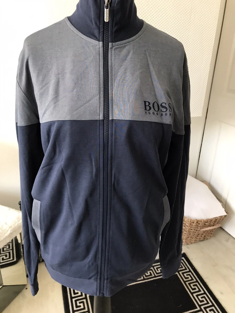 Grey and blue hugo boss best sale tracksuit