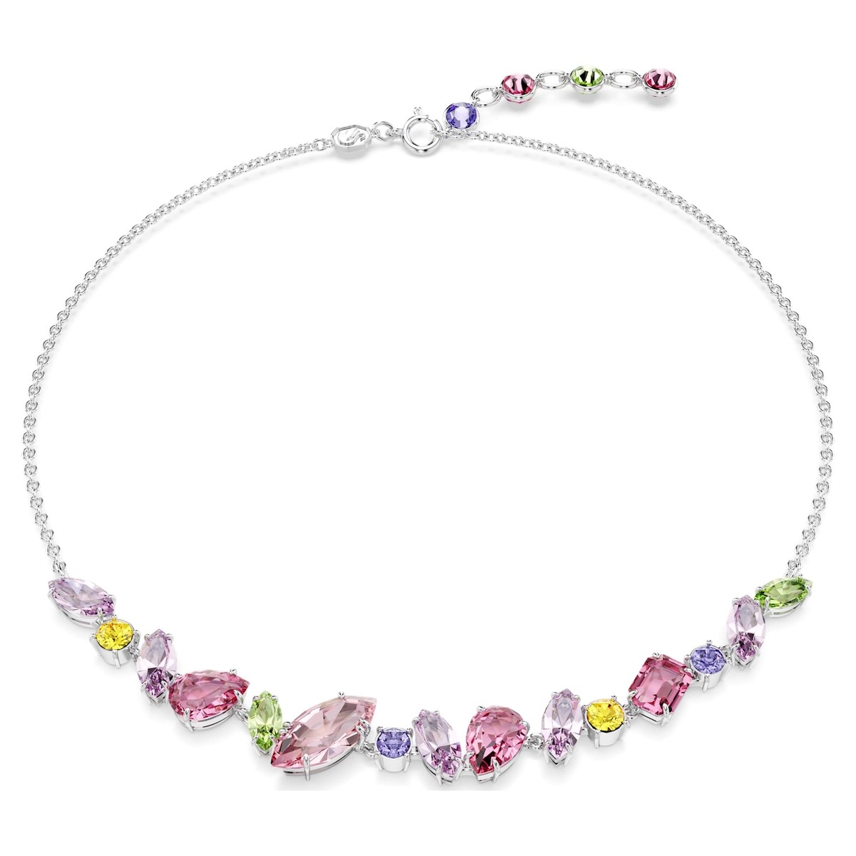 Swarovski Gema Necklace Mixed Cuts Multicolored Crystals Rhodium