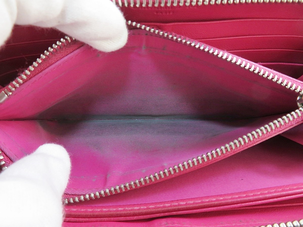 Auth CHRISTIAN DIOR Lady Dior Pink Patent Leather Zippered Long