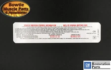 70 CAMARO CHEVELLE CORVETTE NOVA IMPALA EMISSIONS TUNE UP DECAL CR 350 300HP