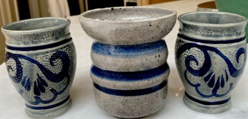 Bankson Marjory Salt-Glazed Pottery Crock + 2 Bonus Painted Pots - Picture 2 of 4