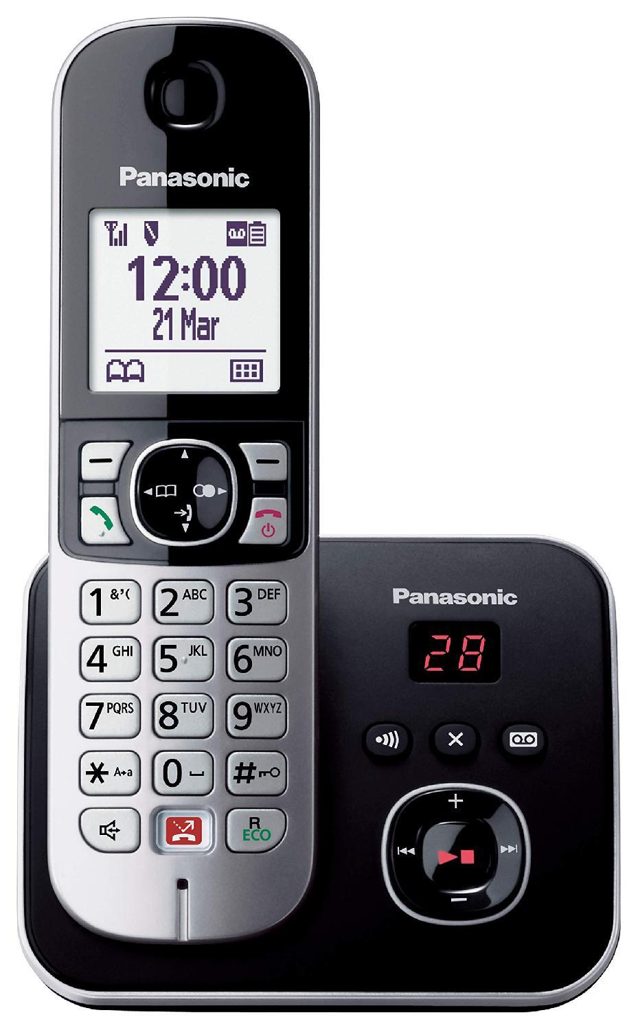 Panasonic Telefono Cordless senza Fili Segreteria e Vivavoce Nero - KX-TG6861JTB