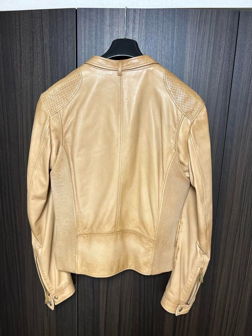 DSQUARED2 ベージュ レザー シングルライダースジャケット size48 DSQUARED2 Beige Leather Single Riders Jacket size48 Free
