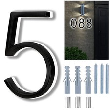 Backlit LED House Numbers 8 Inch Stainless Steel Hand-Polished Black 5
