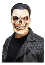 Skull Mask Adults Skeleton Halloween Latex Mask With Rock Star Hair Fancy Dress