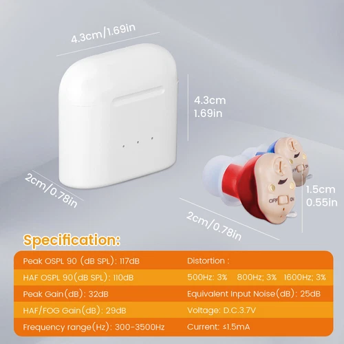 1 Par de Audífonos Digitales Recargables Intrauditivos Sonido Invisible Amplificador de Voz- - Imagen 8 de 10