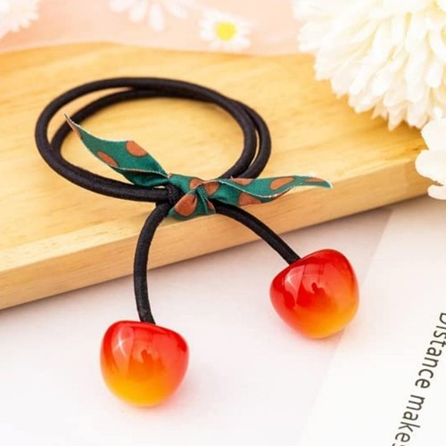 Corbatas elásticas para el cabello con bobbles de cereza | Accesorios para peinado para mujeres niños #1238 - Imagen 2 de 8