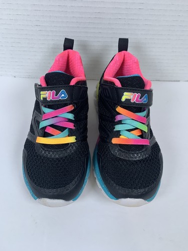 EUC Fila Cryptonic 7 Strap Black Rainbow Sneakers Girl's Size 11 (S338) - Picture 4 of 11