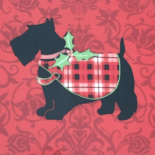 222 Fifth Christmas Scottie Dinner Plates Red Green Plaid Scottish Terrier Dog 6 - Picture 2 of 9