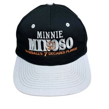 Minnie Minoso Baseball Cap 6 Decade Player 1st and Last at Bat Black Grey Men OS