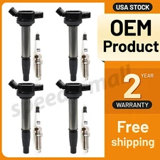 4Pcs For 2010-2015 Toyota Prius 1.8L Spark Plugs And Ignition Bobinas Packs UF59