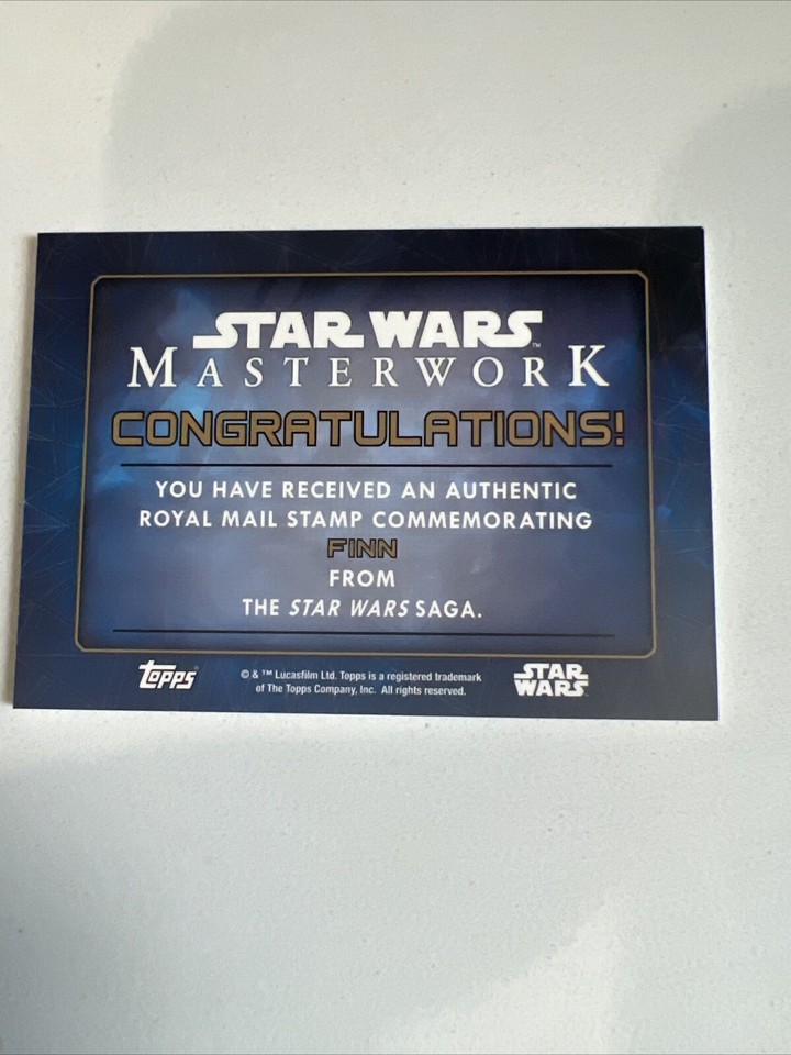 STAR WARS 2016 TOPPS MASTERWORK BASE ROYAL MAIL 1ST CLASS STAMP FINN 11