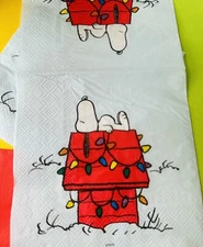 2 Individual Paper Decoupage Beverage Size Napkins Christmas Tree Snoopy