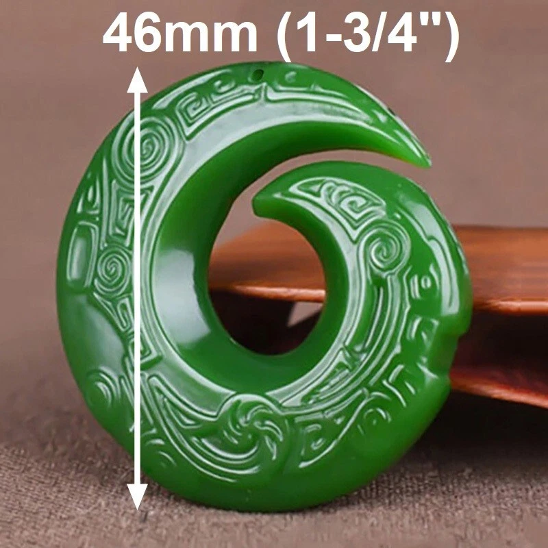 Collar de 24" con garra de dragón de jade verde relleno de plata de 18 quilates para hombre D890 Foto 2 de 4