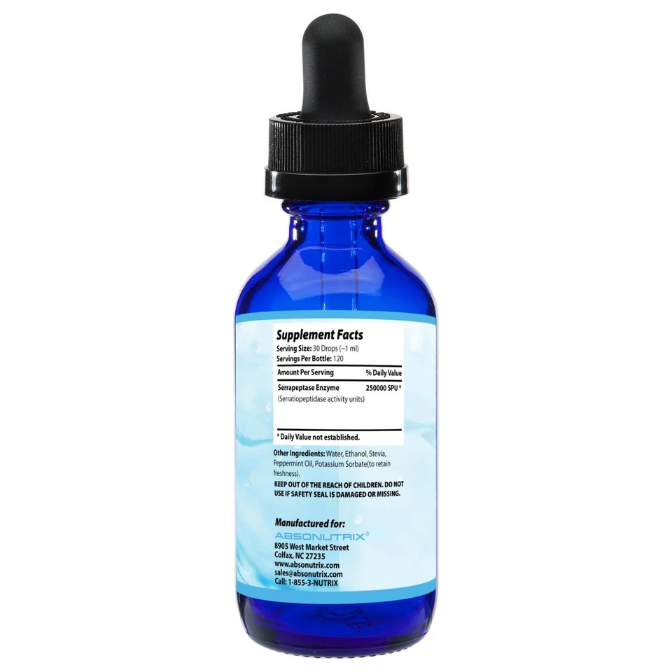 Enzima Absonutrix Serrapeptase 4 Fl Oz Antioxidante 250000 SPU Fácil Absorción Foto 3 de 4