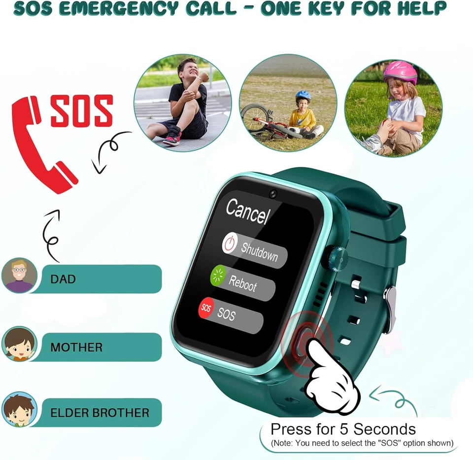 Kinder Smartwatch mit Telefonfunktion SOS Armbanduhr GPS Tracker Kinderuhr Watch - Bild 4 von 4