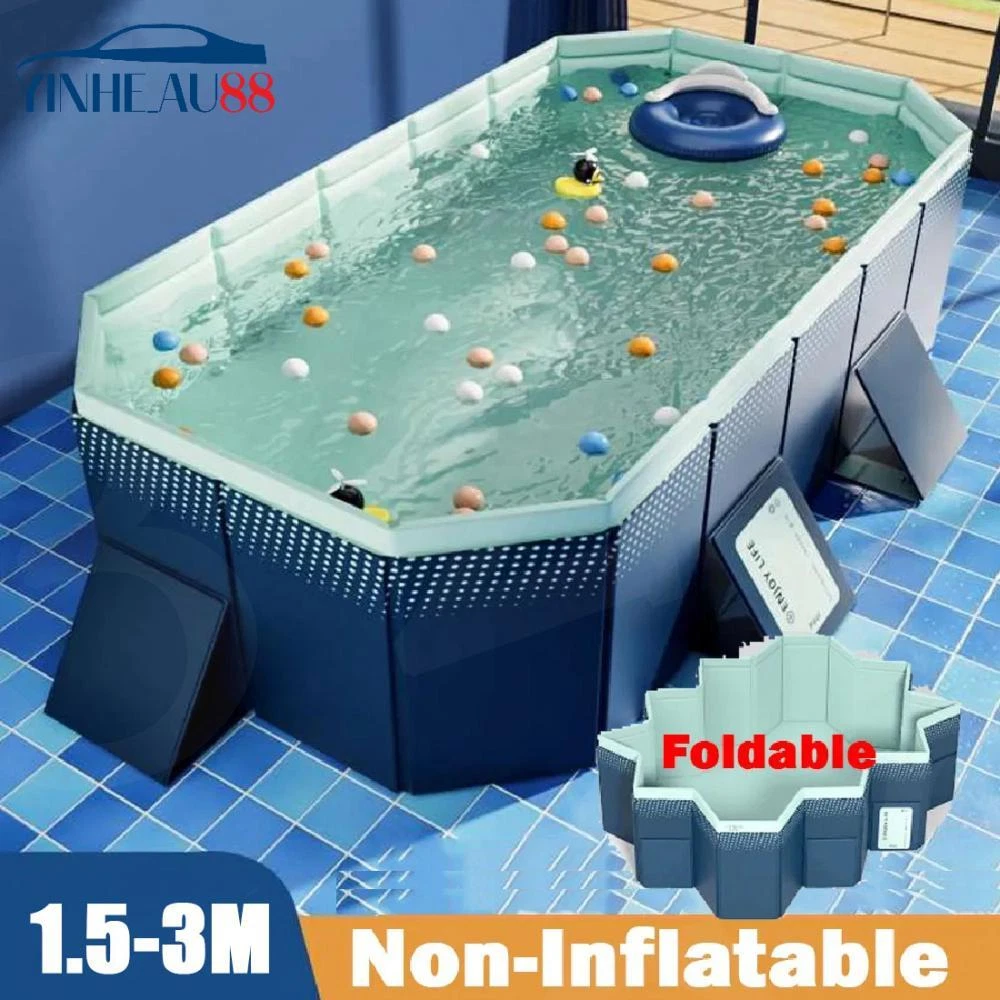 Foldable Large Rectangular Above Ground Outdoor Swimming Pool Adult Kiddie Pool