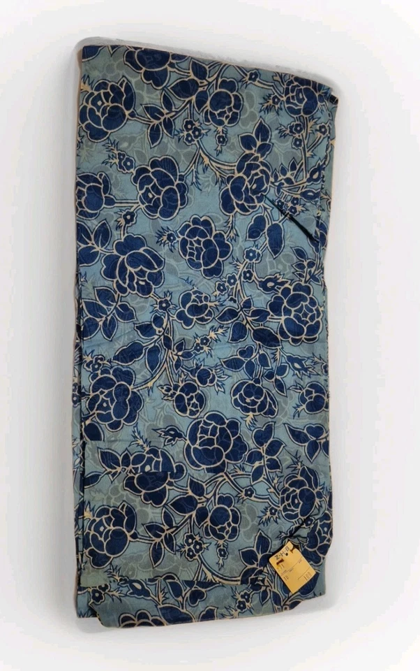 Vintage Collectible Rayon Blue Scarf & Polyester Multicolor Floral-Checker Scarf - Image 2 of 4