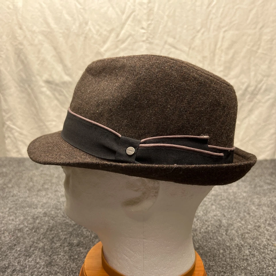 Sombrero de lana Stetson All American Fedora adulto pequeño/mediano marrón tweed Foto 3 de 4