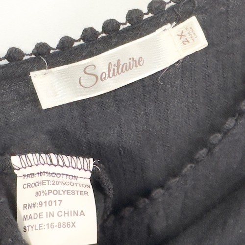 Solitaire Plus Size 2X Top Crochet Lace Trim Tunic Bohemian Flowy Blouse 1157 - Picture 3 of 11