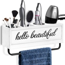 Hair Dryer Holder Wall Mounted, Hair Tools and Styling Organizer with Towel Bar,