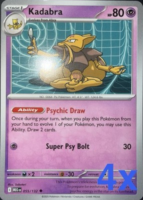 4x Kadabra 055/132 Me01: Mega Evolution Regular - Playset