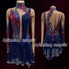 Ice Figure Skating Dresses Custom Competition Skating Wear blue dyeing