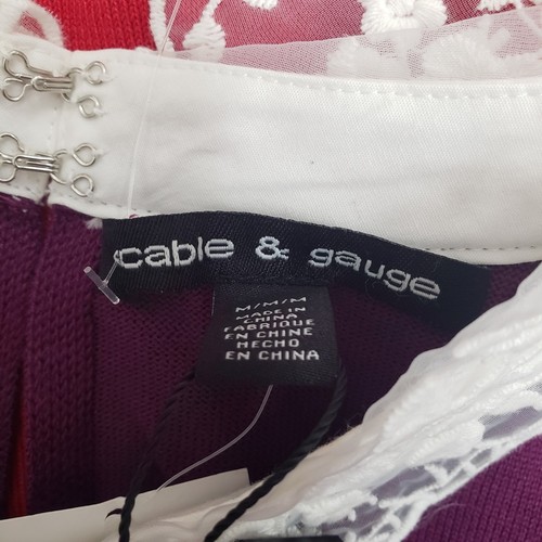 LOT OF 2 NEW MED Women's Cable & Gauge Knit Tops W/lace Peter Pan Collar - Foto 18 di 21