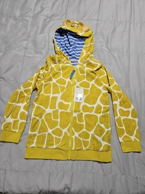 Mini Boden Yellow Giraffe Zip Up Hoodie Terry Cloth Material 8-9Y 
