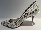 DOLCE & GABBANA White Leather Lori Graffiti Doodle Print Pumps Shoes Bag Sz 39.5 — photo 5