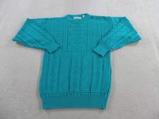 VINTAGE Saturdays Sweater Adult Large Blue Teal 3D Knit Geometric Pullover Crew