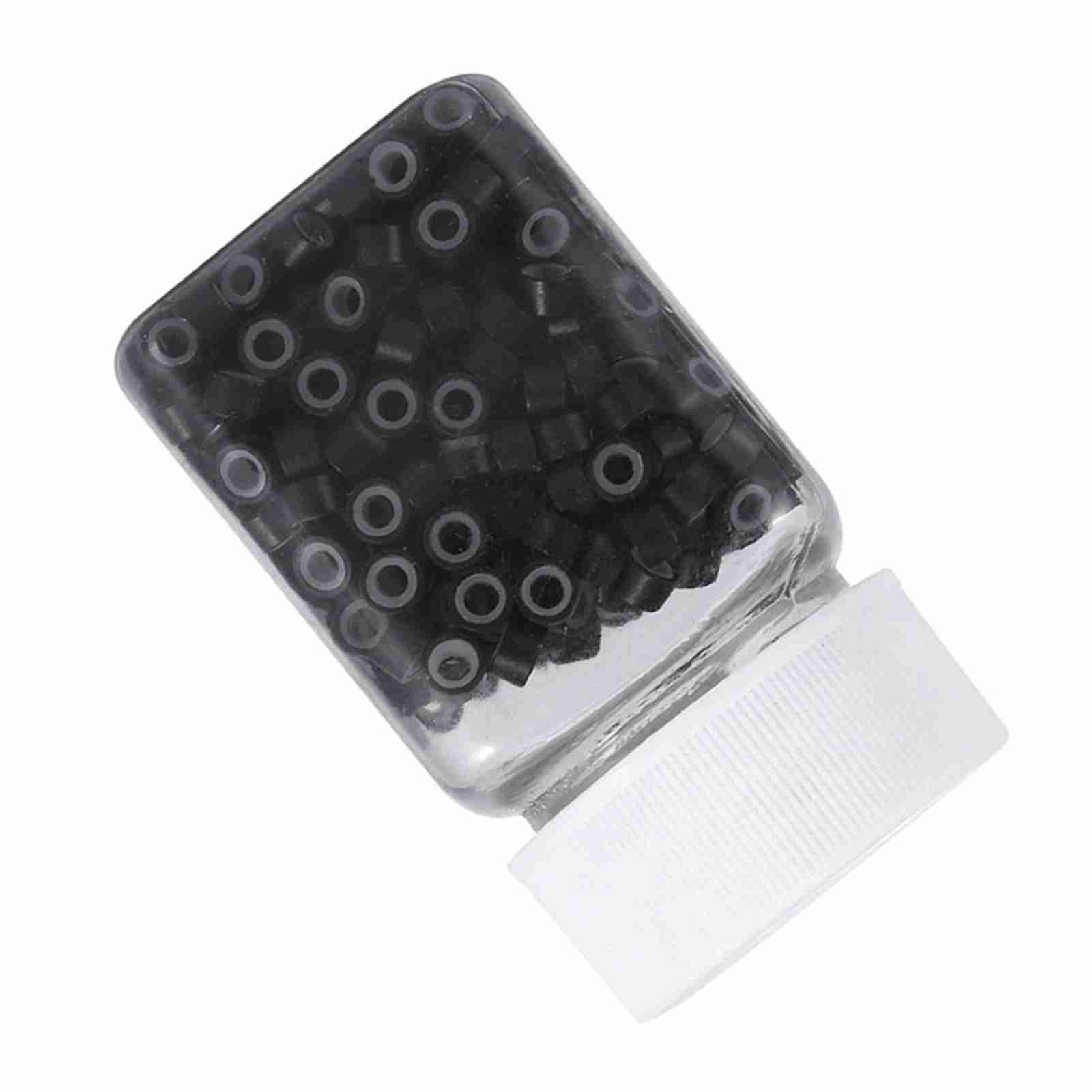 500PCS/Bottle Professional Silicone Lined Hair Extension Rings Beads Link Tu