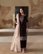 Presenting New Heavy Pure 9000 micro Velvet Top And Bottom With Stylish Dupatta