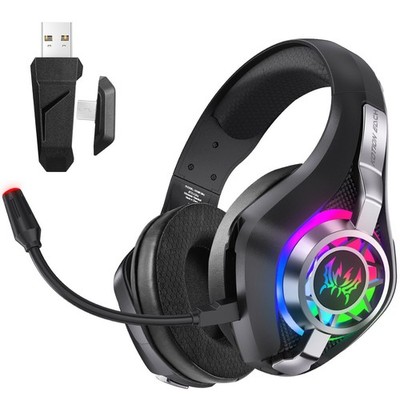 Tri-Mode Wireless Gaming Headset RGB Over-Ear Headphones Mic for PC Black White