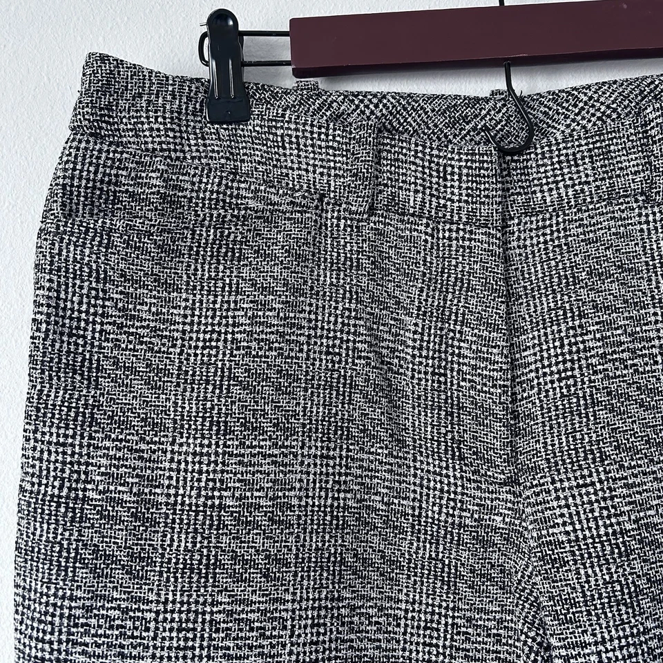 Worthington Ladies 12P Grey Black White Tweed Wide-leg Career Pants Belt Loops - Image 3 of 4