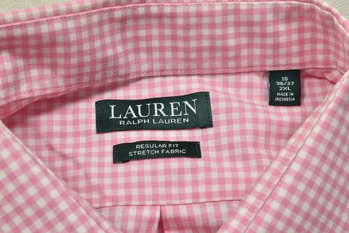 Lauren Ralph Lauren Men's Button Down Size 2XL 18 36/37 Pink Check Long Sleeve - Picture 7 of 8